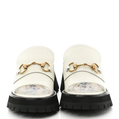 Gucci Cordovan Lux Womens Harald Horsebit Platform Slide Sandals 38 Dusty White 2 of 9