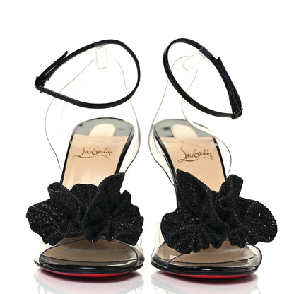 Christian Louboutin Metallic Calfskin Glitter Tonic PVC Fossiliza 100 Sandals 38 Black 2 of 8