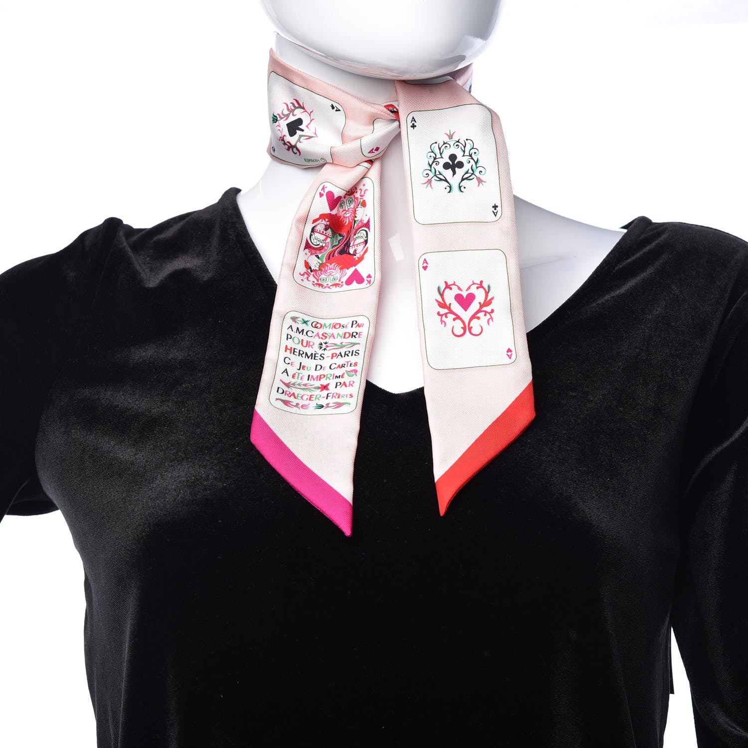 Hermes Silk Jeu de Cartes Twilly Rose Nacre Fuchsia Rouge 2 of 6