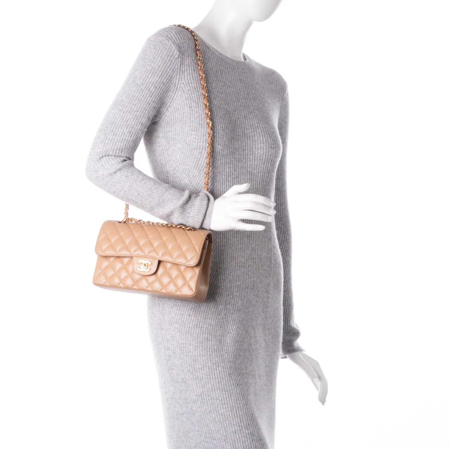 Chanel Caviar Quilted Small Double Flap Beige 3 of 8