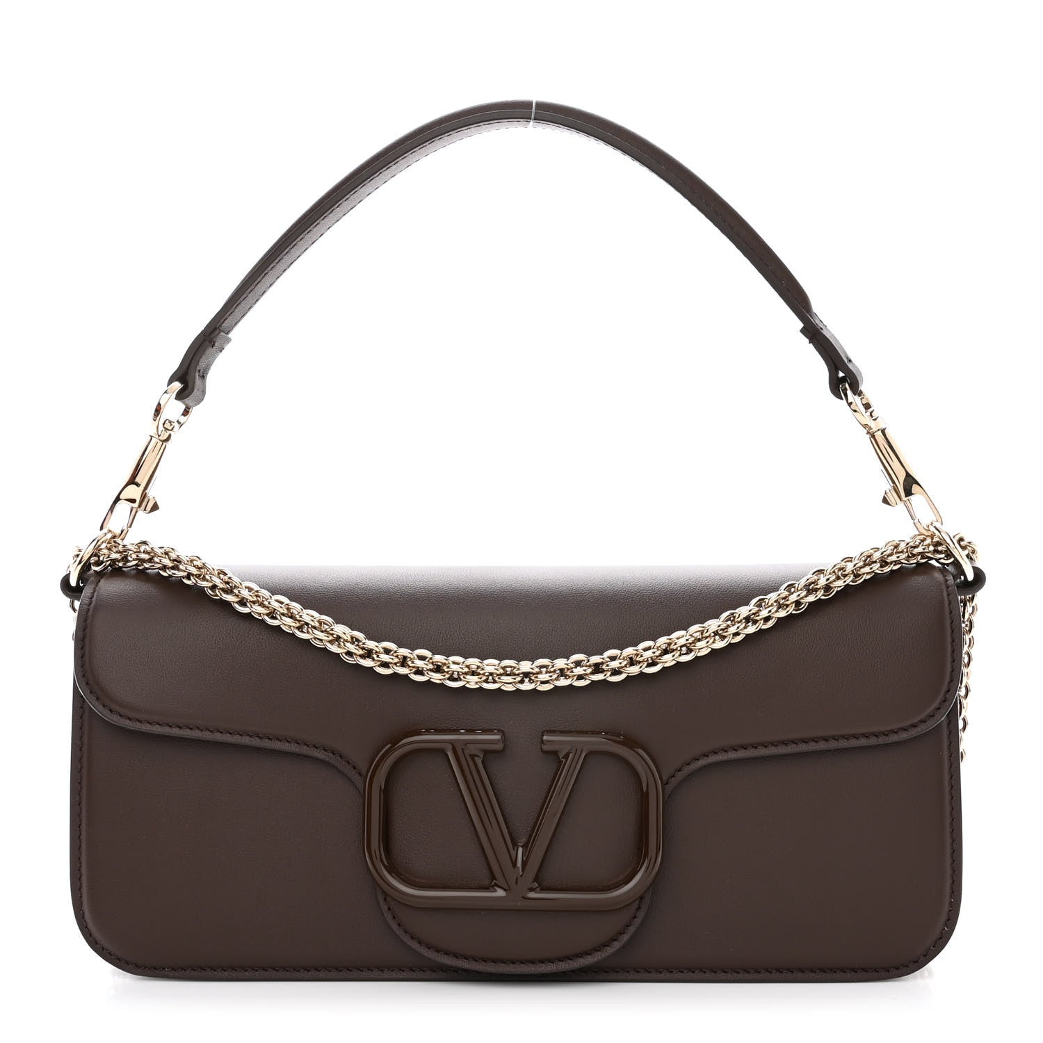 Valentino Garavani Calfskin Enamel Vlogo Loco Shoulder Bag Fondant 1 of 10