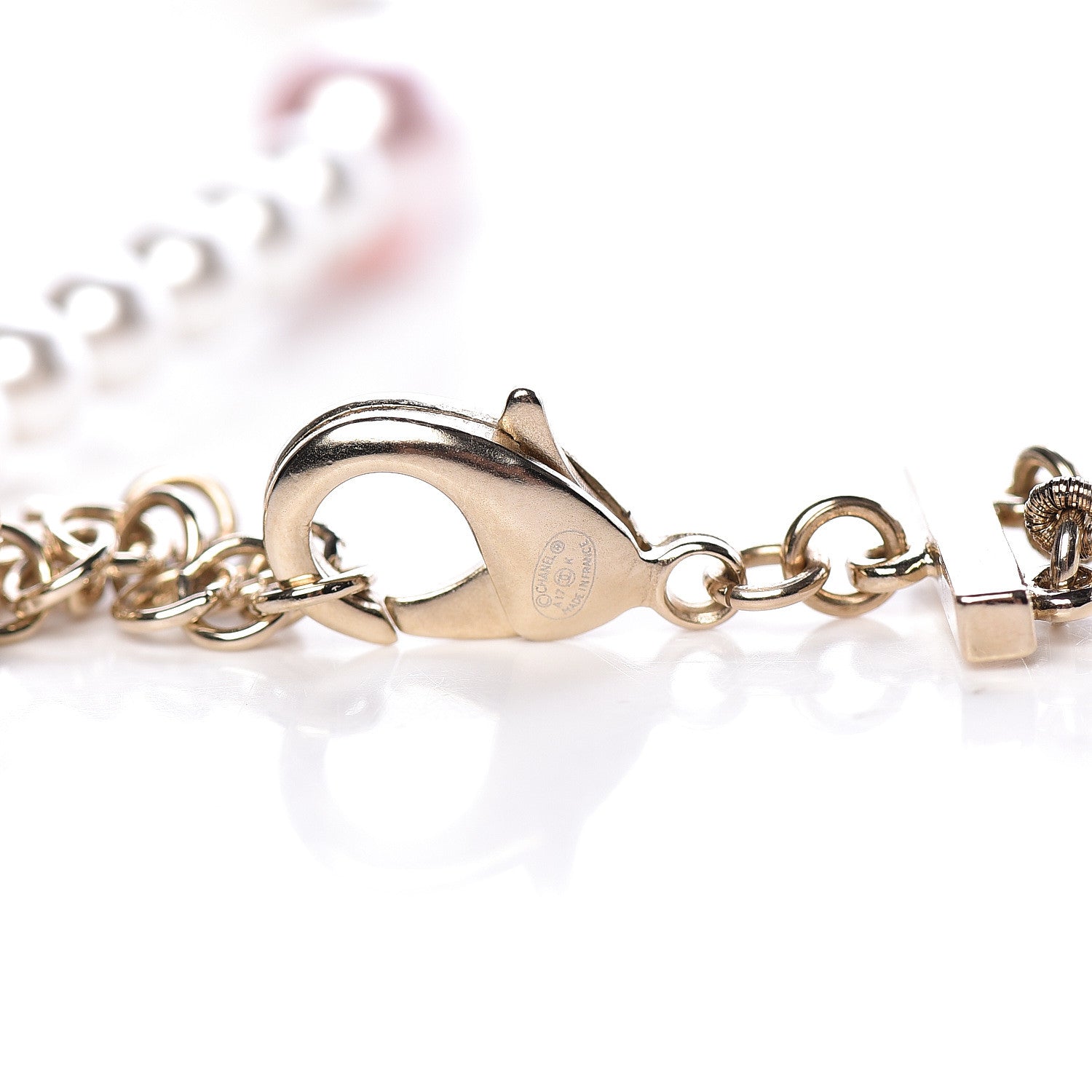 Chanel Pearl CC Long Necklace Golden Pearly White 4 of 6