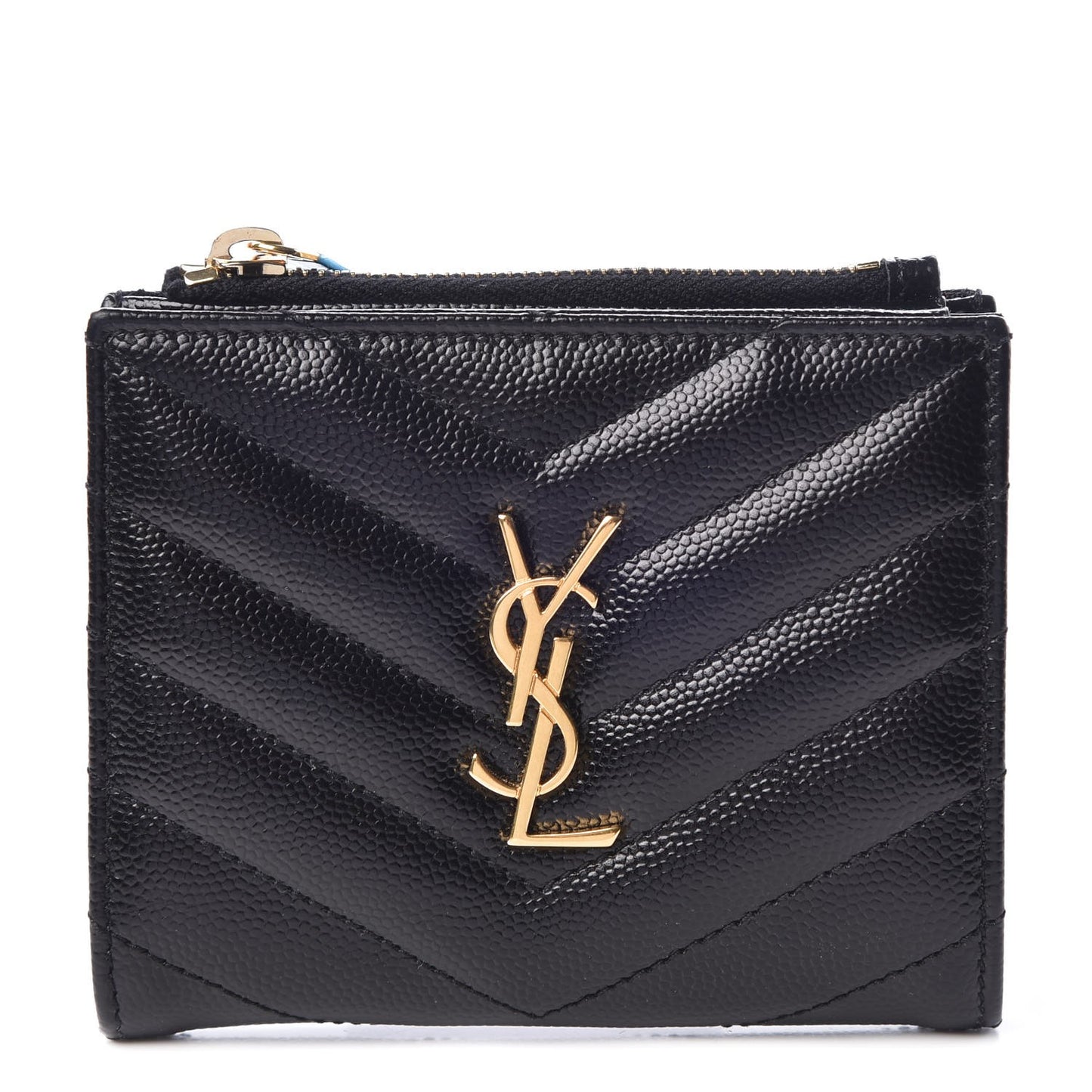 Grain De Poudre Matelasse Chevron Monogram Zipped Card Case Black