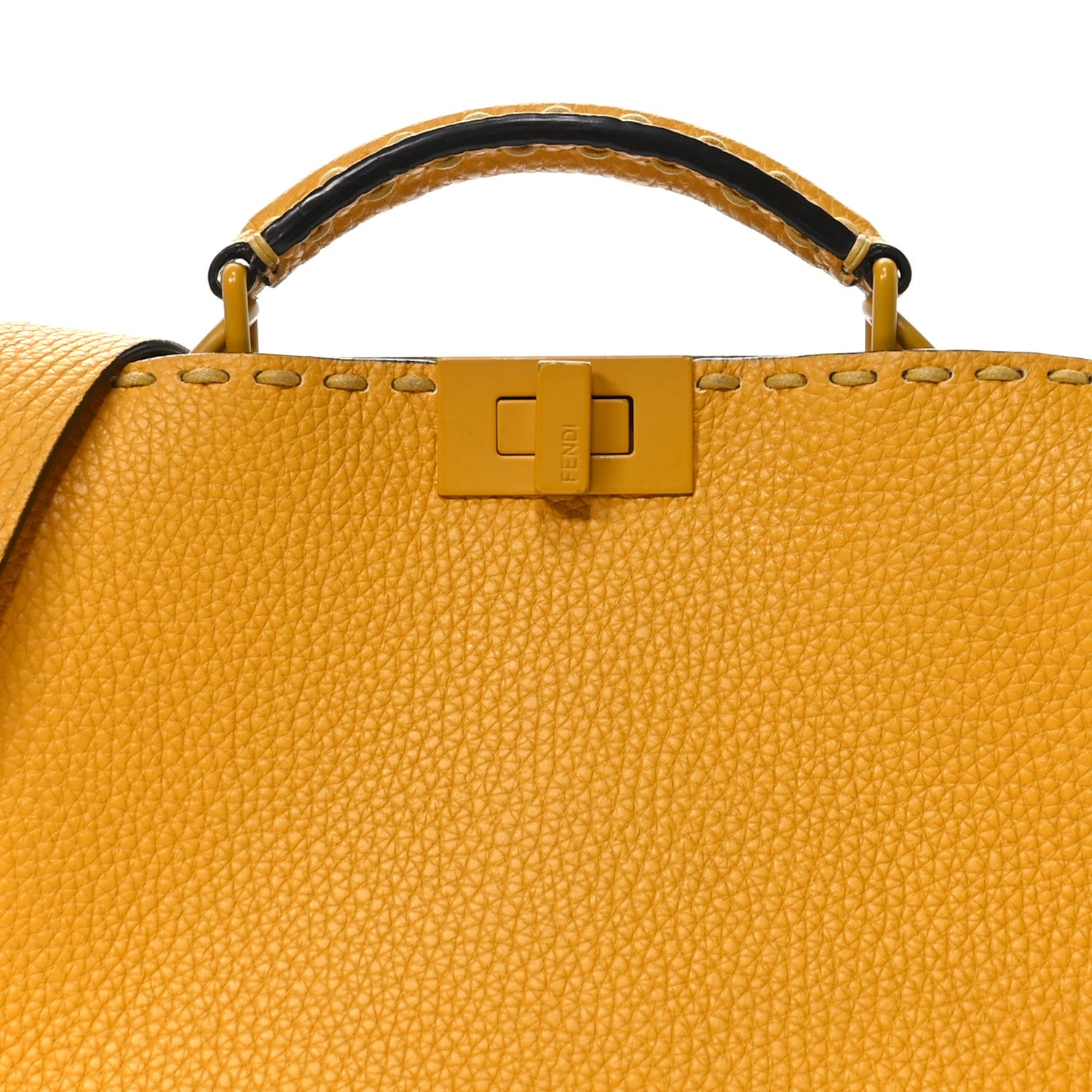 Fendi Cuoio Romano Vitello Cover Sellerissima Monochrome Mini Peekaboo I SEE U Satchel Sunflower 8 of 12