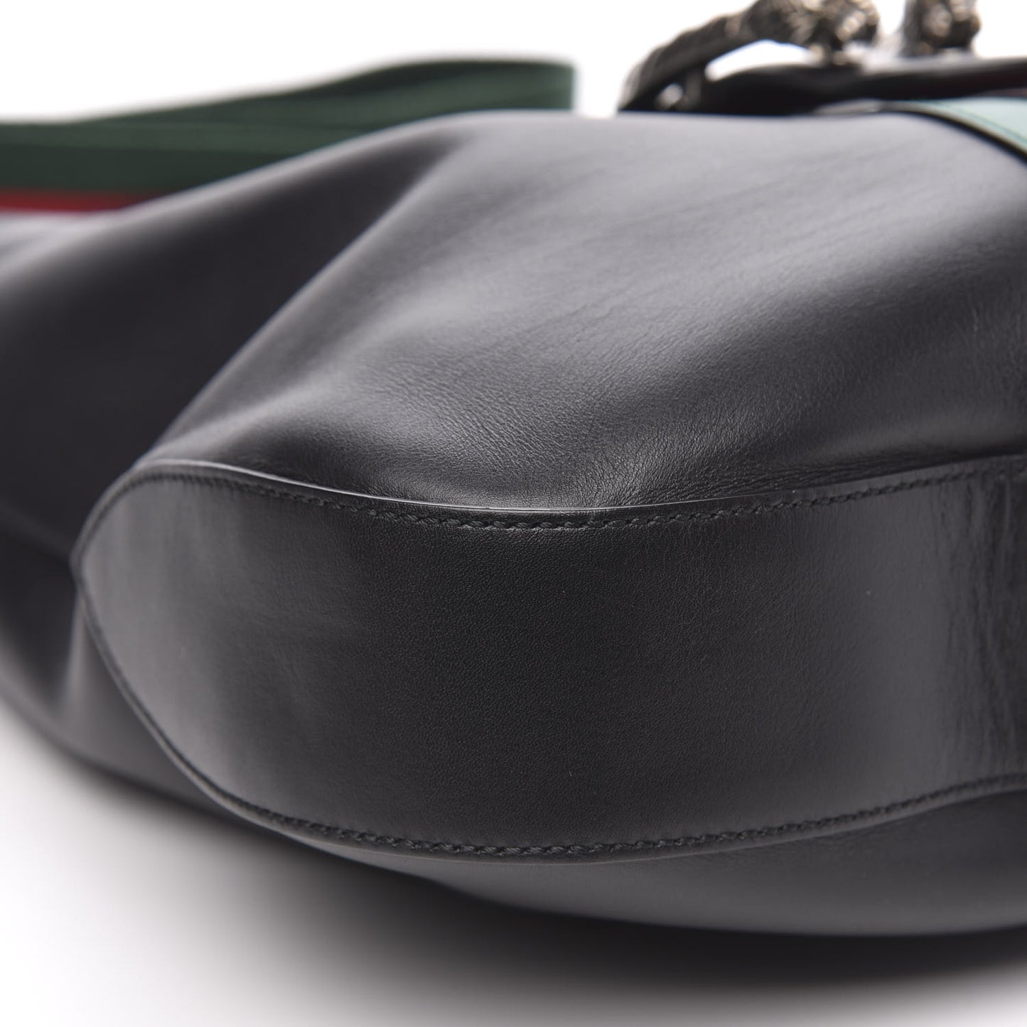 Calfskin Web Stripe Medium Dionysus Hobo Black
