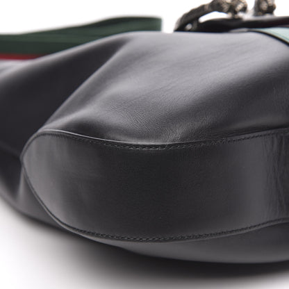Gucci Calfskin Web Stripe Medium Dionysus Hobo Black 10 of 13