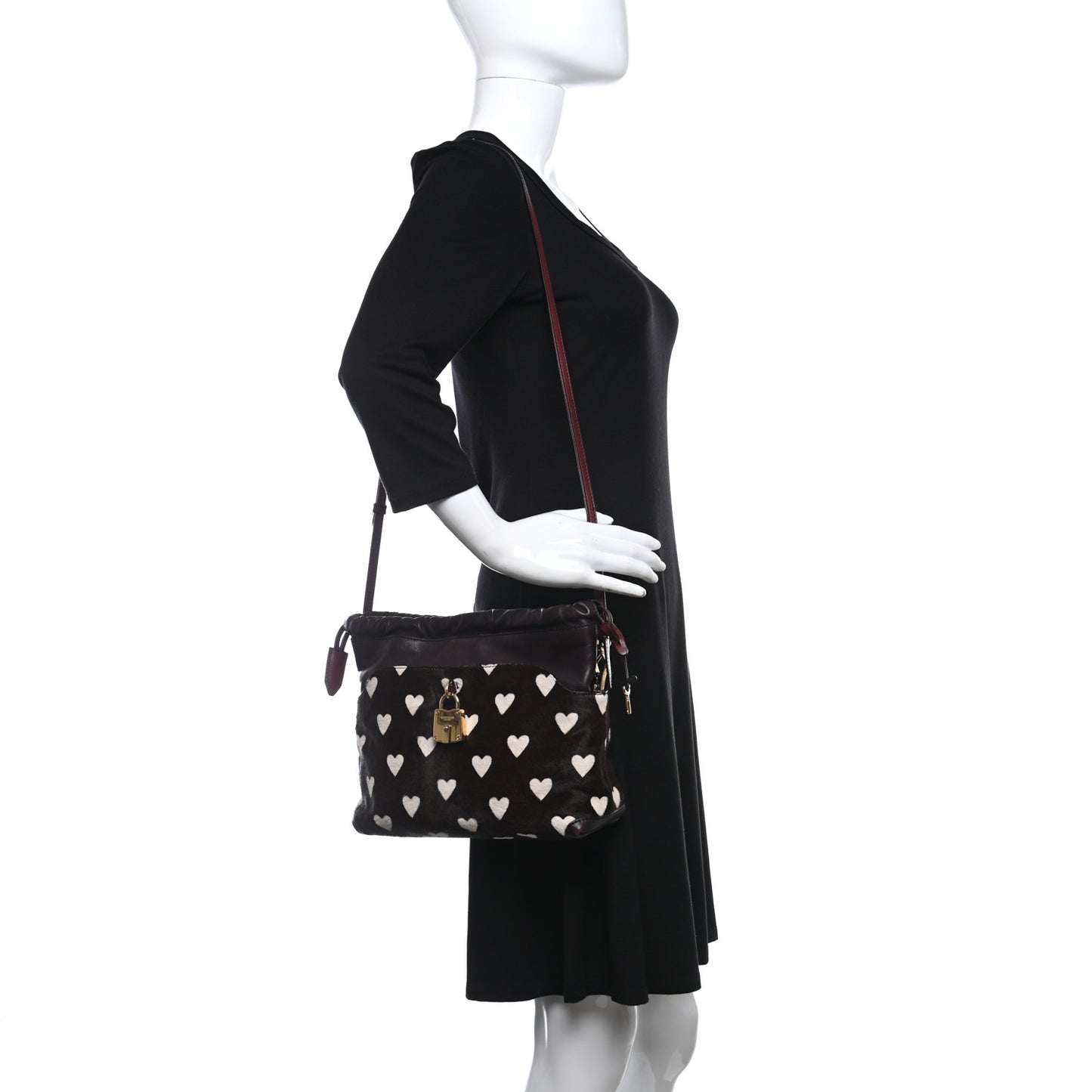 Calf Hair Heart Print Little Crush Dark Brown