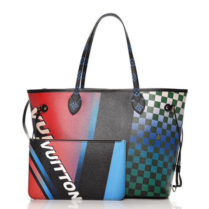 Louis Vuitton Damier Race Neverfull MM Noir Rouge 3 of 9