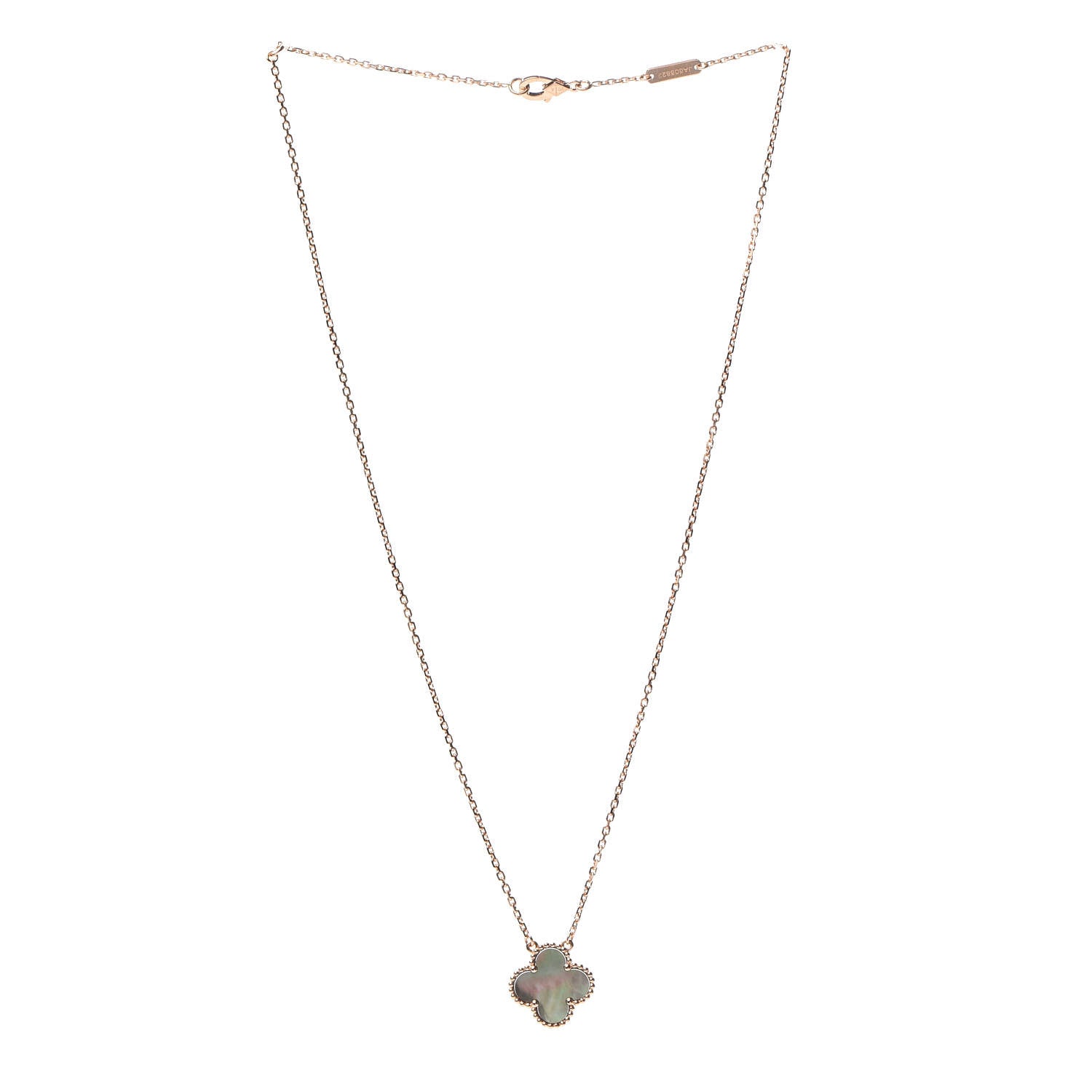 Van Cleef & Arpels 18K Rose Gold Gray Mother of Pearl Vintage Alhambra Pendant Necklace 3 of 7