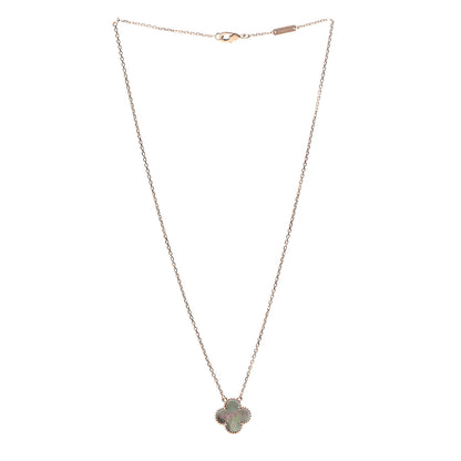 Van Cleef & Arpels 18K Rose Gold Gray Mother of Pearl Vintage Alhambra Pendant Necklace 3 of 7