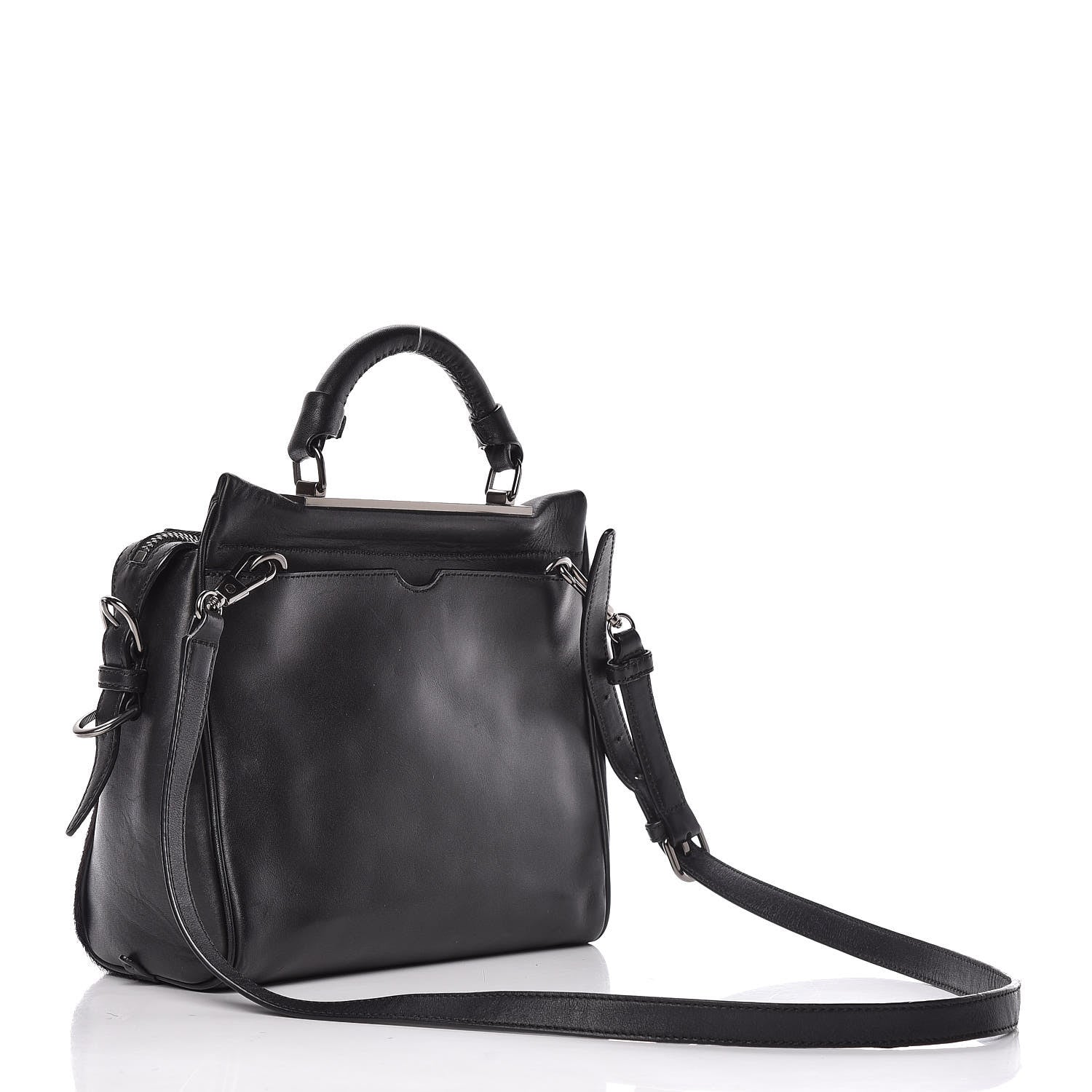3.1 Phillip Lim 3.1 Goat Fur Calfskin Ryder Satchel Purple Black 3 of 12