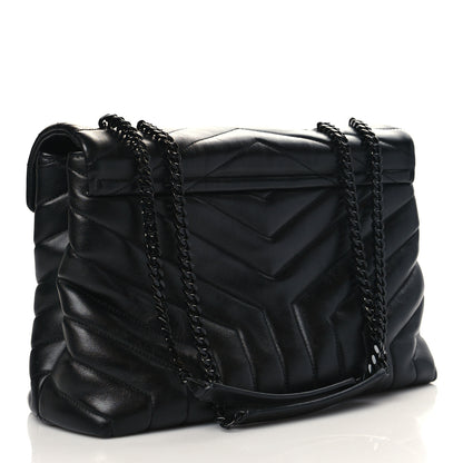 Saint Laurent Calfskin Y Quilted Monogram Medium Loulou Chain Satchel Black 2 of 6