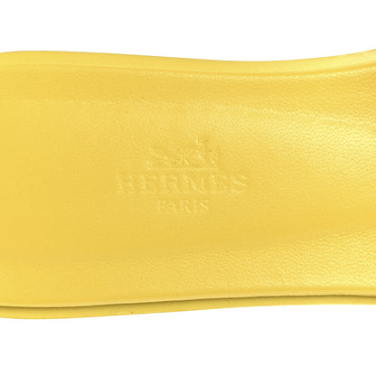 Hermes Box Calfskin Oran Sandals 36.5 Jaune Citron 9 of 10