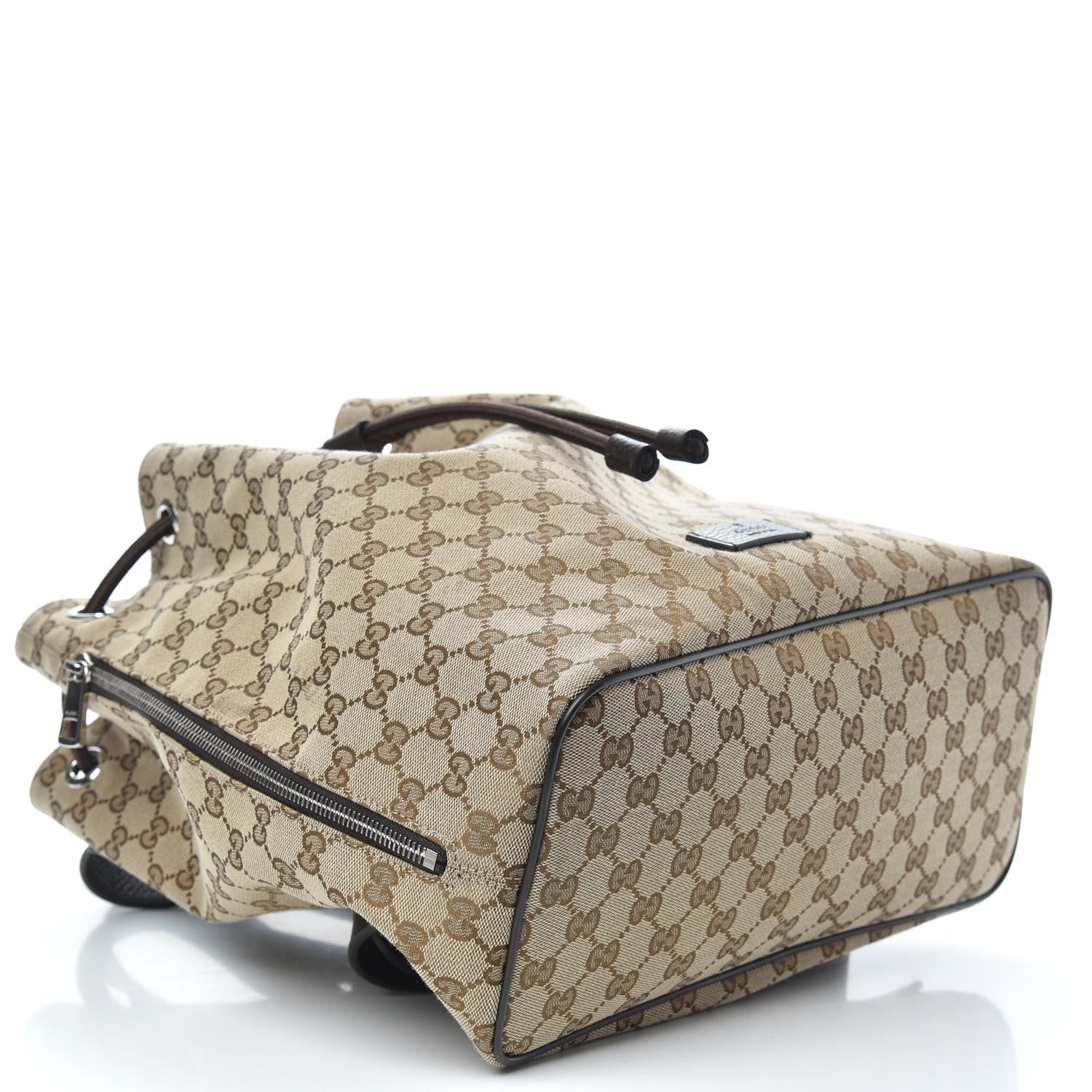 Gucci Monogram Dollar Calfskin O Drawstring Backpack Beige Ebony Testa di Moro Dark Chocolate 3 of 8