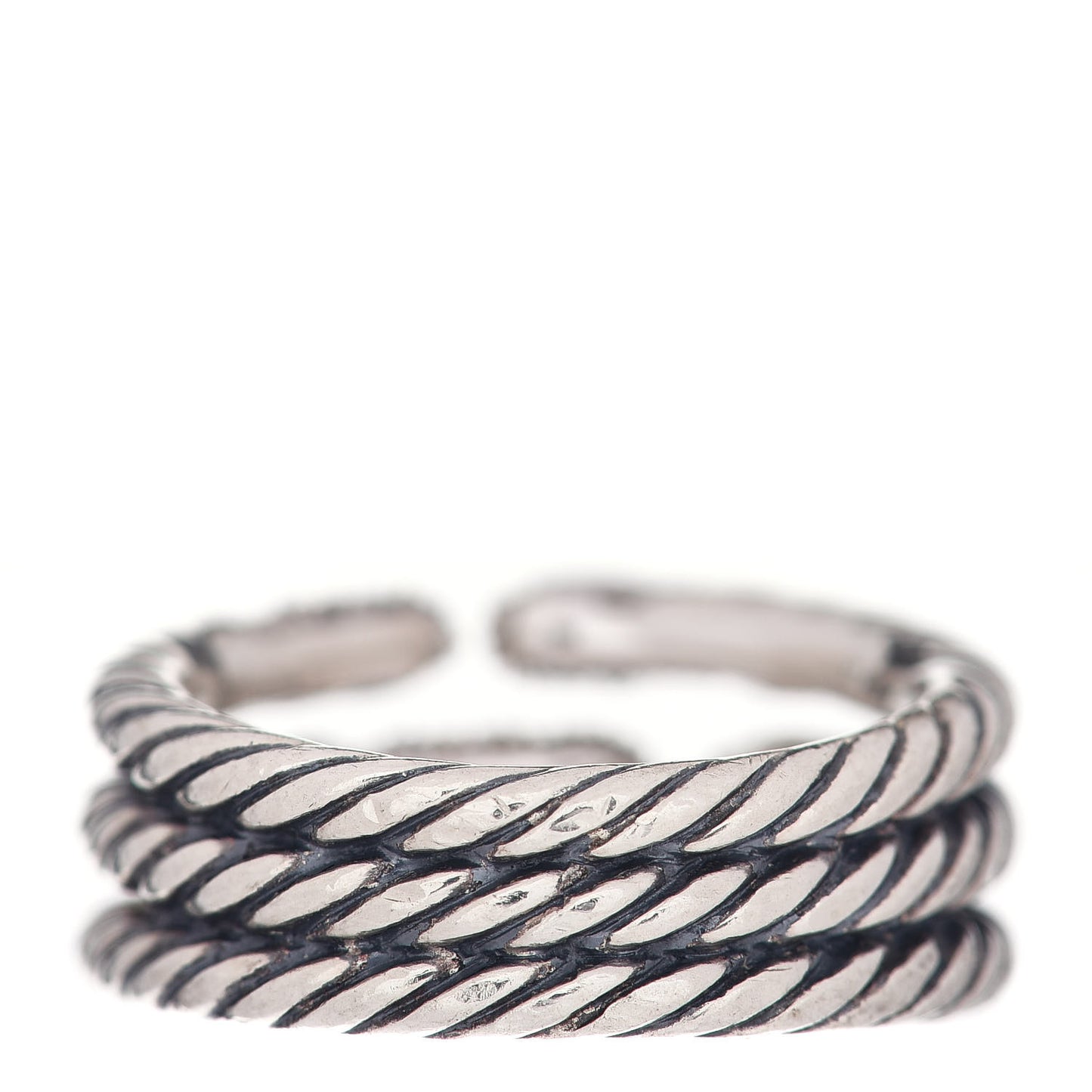 Sterling Silver Diamond Willow Three Row Ring 53 6.25