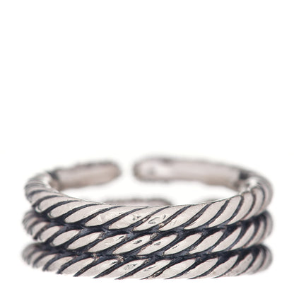 David Yurman Sterling Silver Diamond Willow Three Row Ring 53 6.25 3 of 4