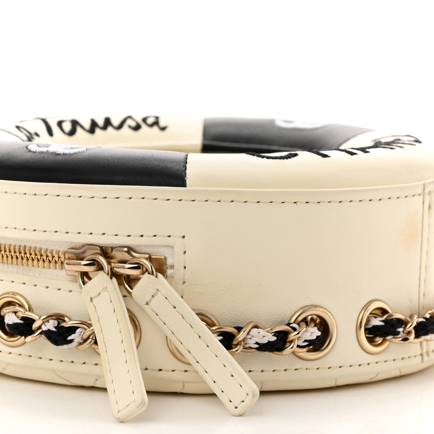 Chanel Lambskin Coco Lifesaver Round Bag Black White 9 of 11