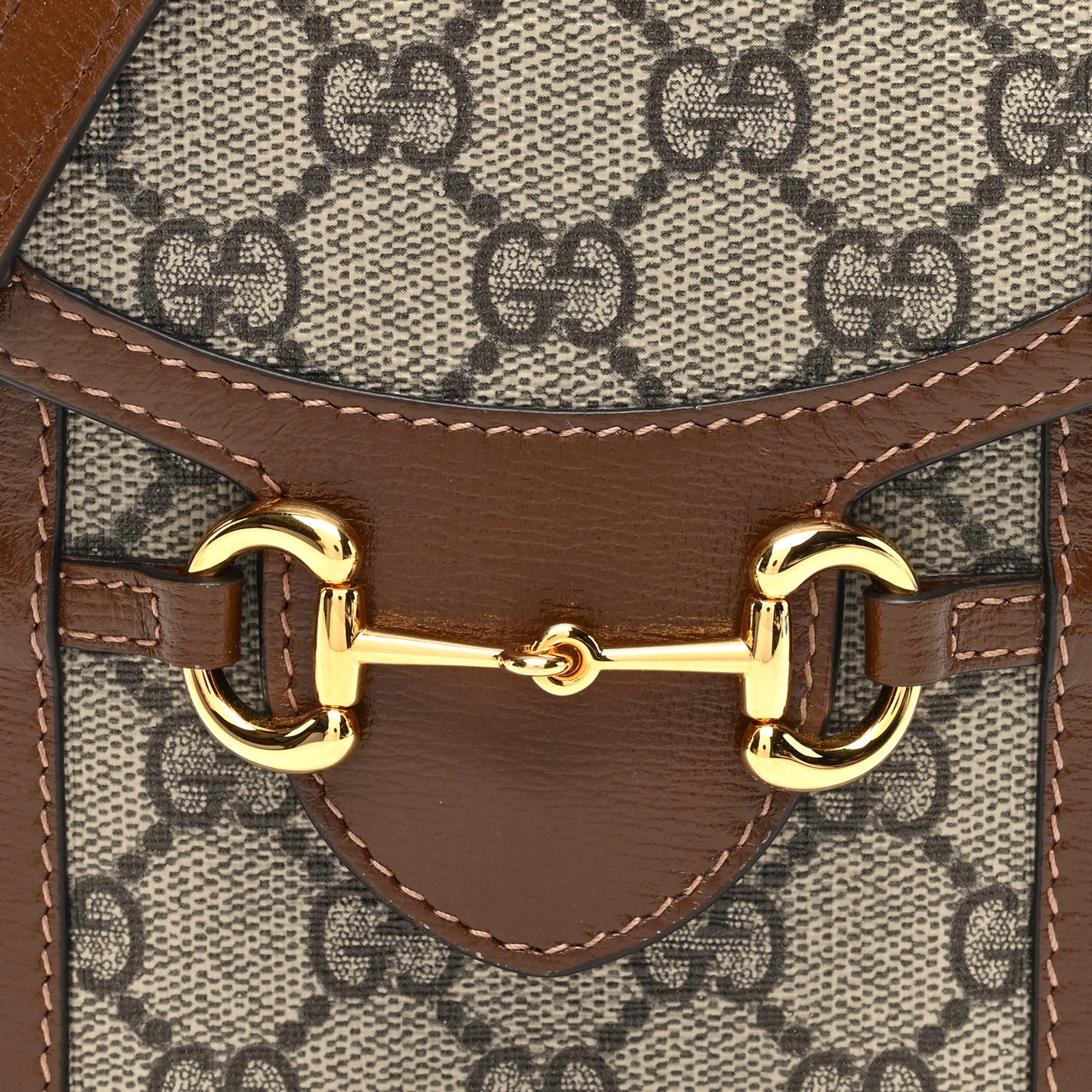 GG Supreme Monogram Mini Horsebit 1955 Crossbody Bag Beige Brown Sugar