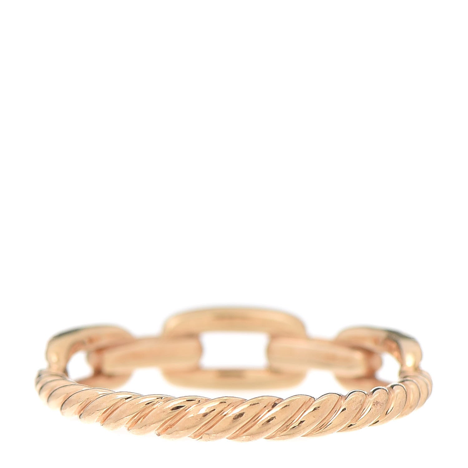 David Yurman 18K Rose Gold Diamond 4.5mm Stax Single Row Chain Link Ring 54 6.75 3 of 5