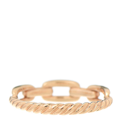 David Yurman 18K Rose Gold Diamond 4.5mm Stax Single Row Chain Link Ring 54 6.75 3 of 5