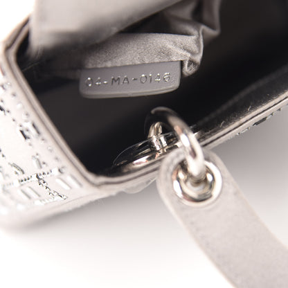 Christian Dior Satin Crystal Cannage Mini Lady Dior Gray 9 of 11