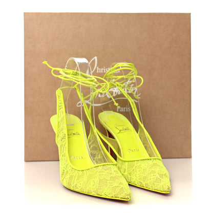 Christian Louboutin Kate Lace 85 Pumps 37.5 Neon Yellow 9 of 9