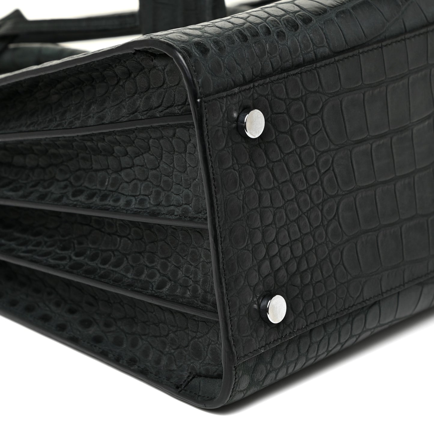 Calfskin Crocodile Embossed Small Sac De Jour Dusty Black
