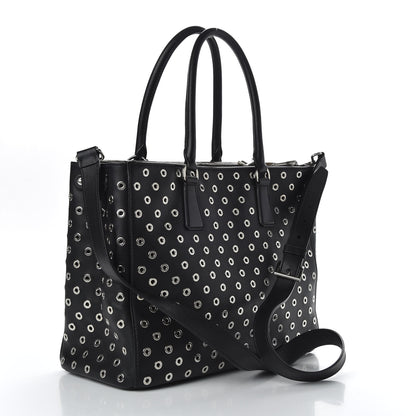 Prada City Calf Grommet Large Double Zip Tote Black 3 of 9
