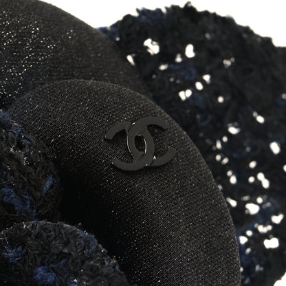Chanel Tweed Fabric Camellia Pin Brooch Black 3 of 3