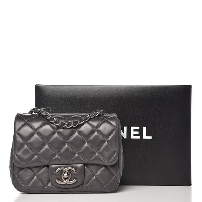 Chanel Lambskin Quilted Mini Square Flap Dark Grey 9 of 9