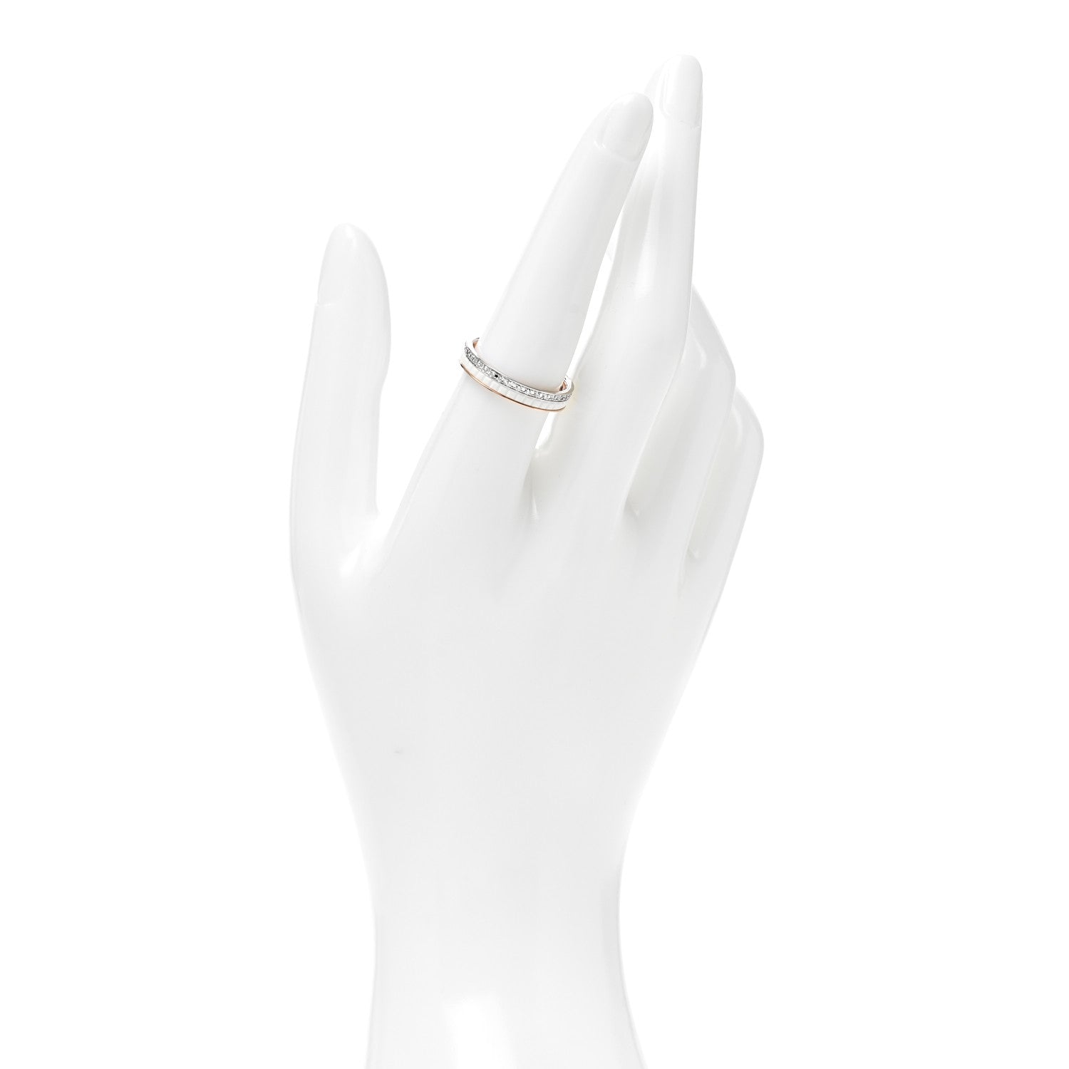 Boucheron 18K Pink White Gold Ceramic Diamond Quatre Classique Wedding Band Ring 56 7.75 2 of 7