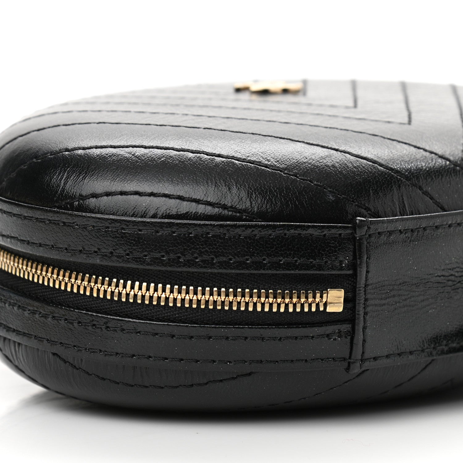 Chanel Calfskin Chevron Stitched Evening Bag Black 9 of 10