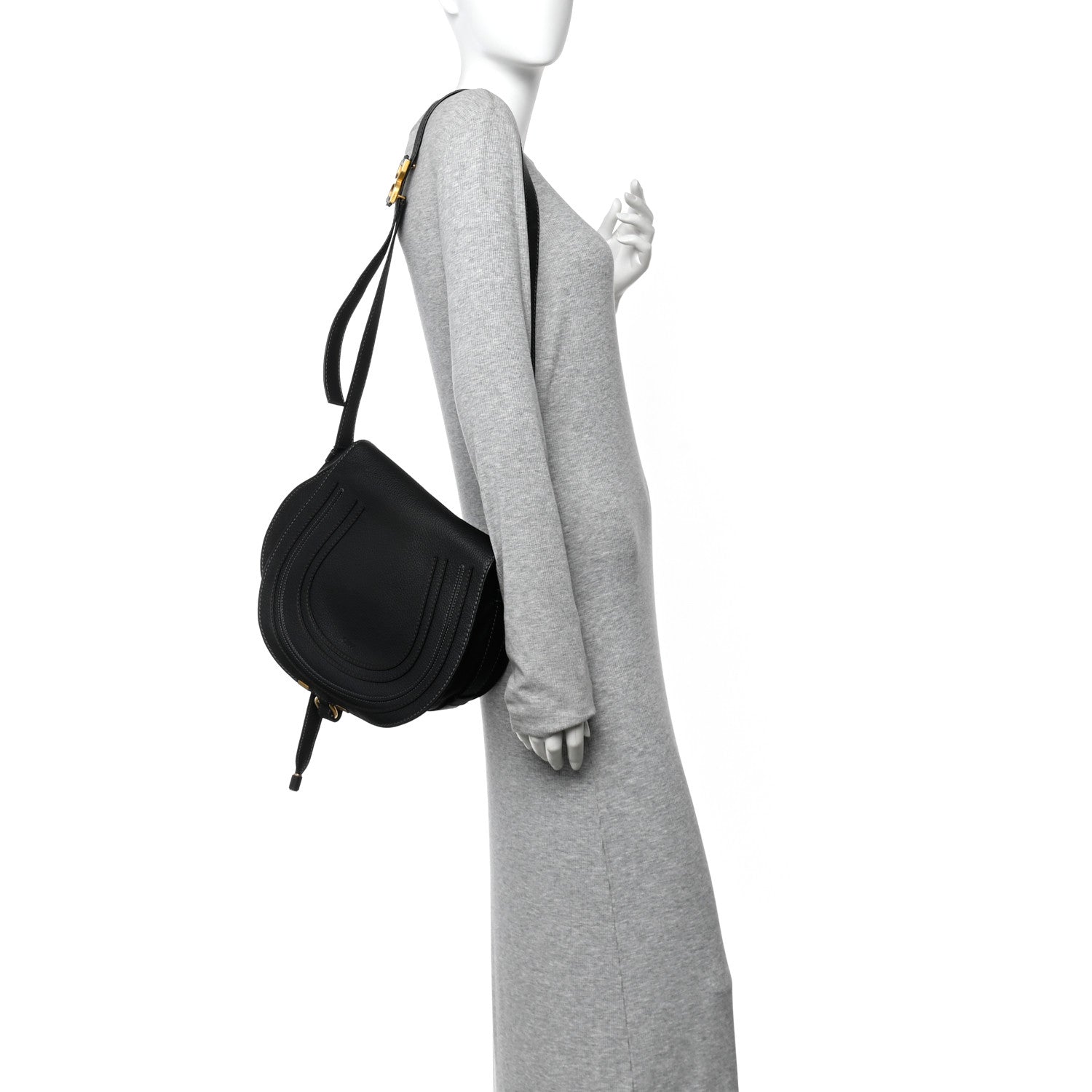 Chloe Calfskin Medium Marcie Round Crossbody Bag Black 2 of 9