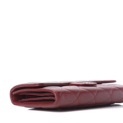 Chanel Caviar Quilted Large Gusset Flap Wallet Dark Red 11 of 12
