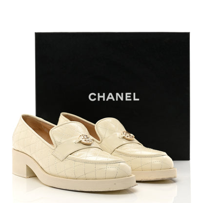 Chanel Calfskin Stitched CC Loafers 39 Ivory 10 of 10