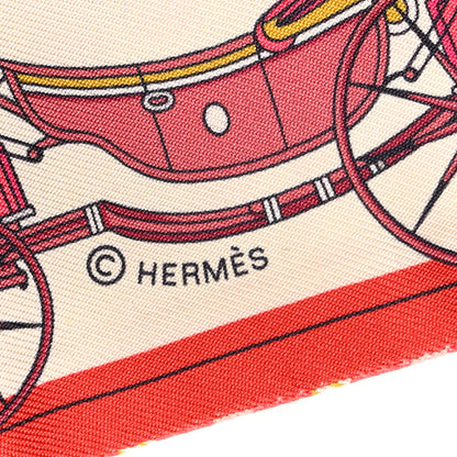 Hermes Silk Les Voitures Nouvelle Twilly Grenadine Vanille Beige 4 of 4
