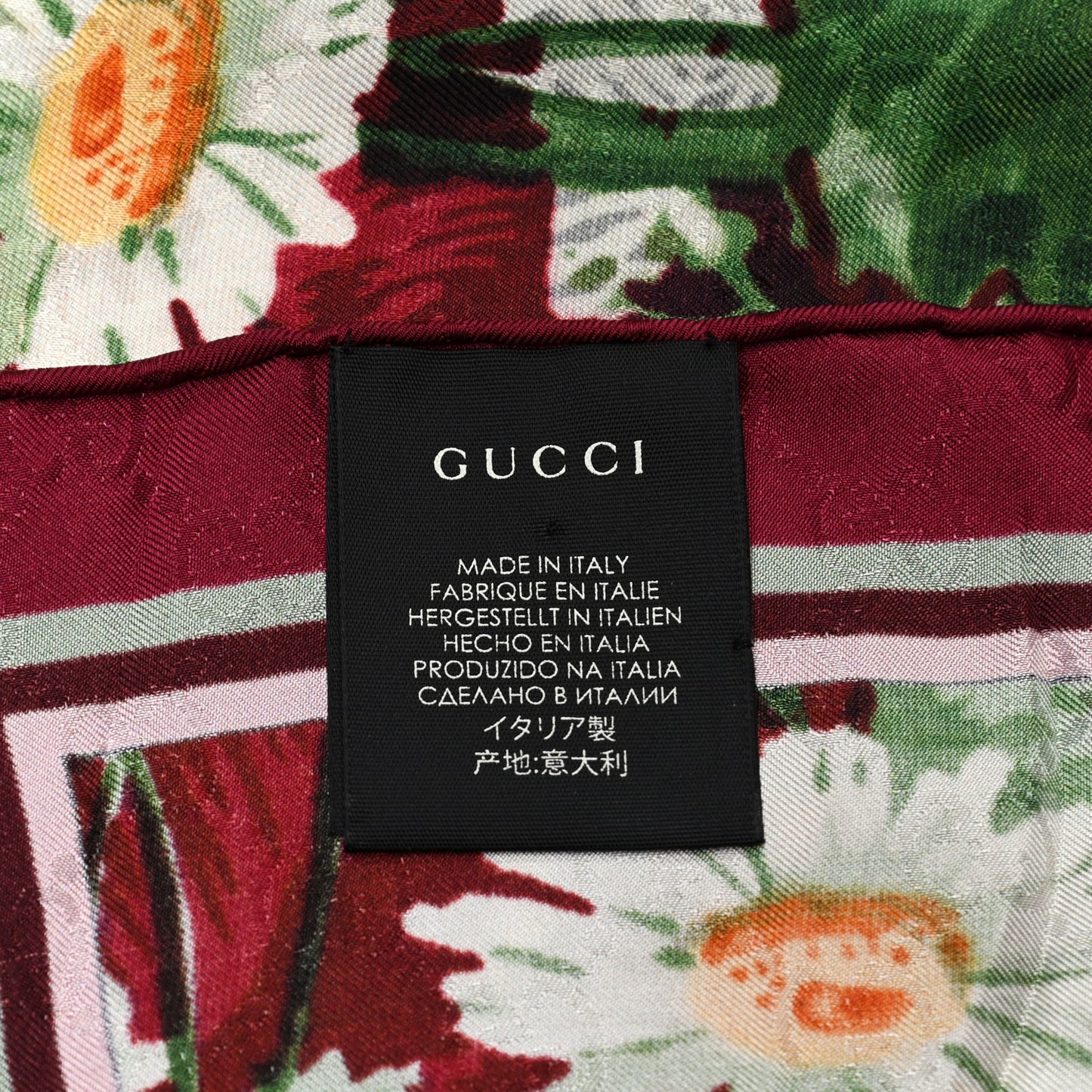 Silk Jacquard GG Monogram Deep Love Square Scarf Ivory Red