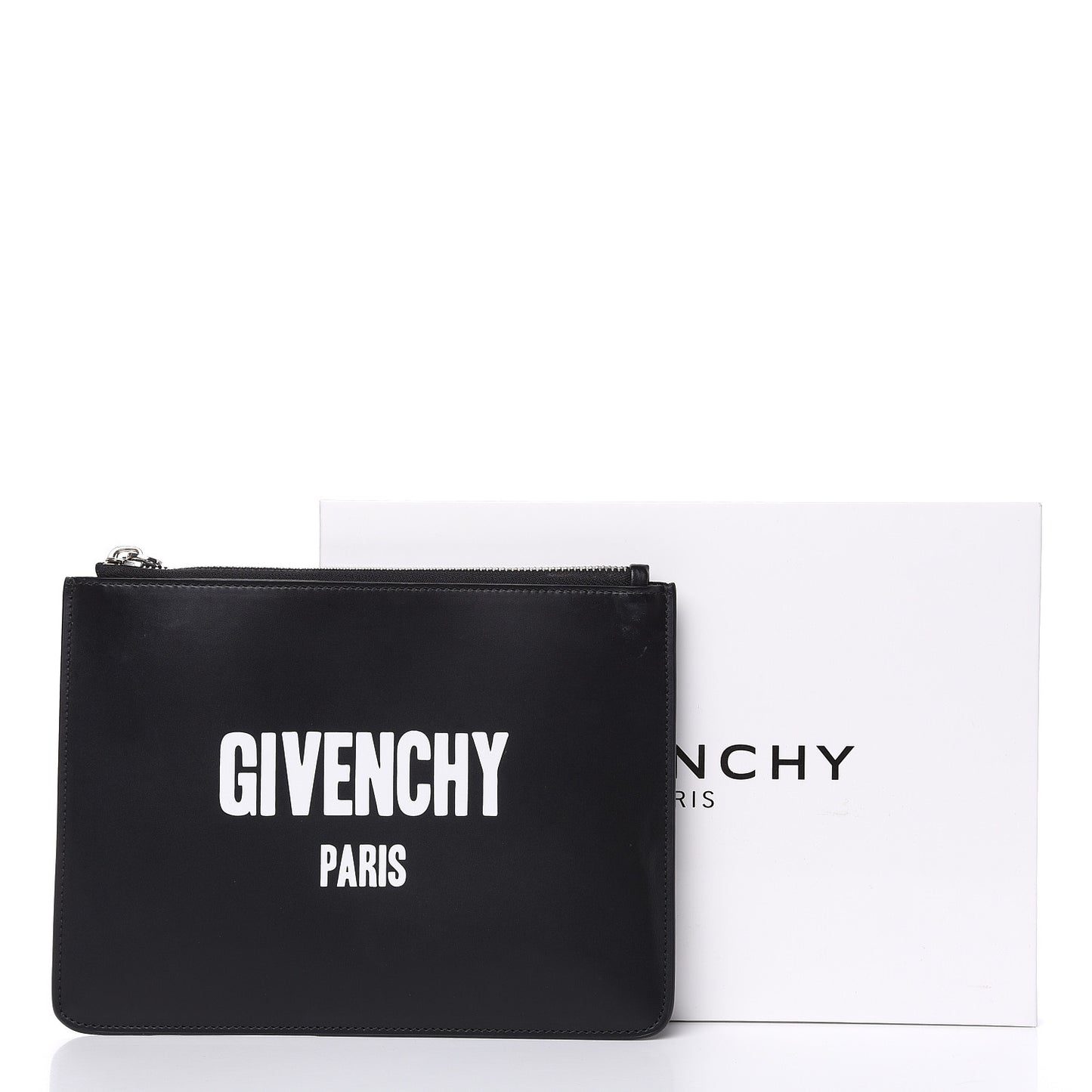 Calfskin Medium Logo Pouch Black