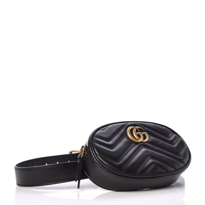 Gucci Calfskin Matelasse GG Marmont Belt Bag 75 30 Black 4 of 7