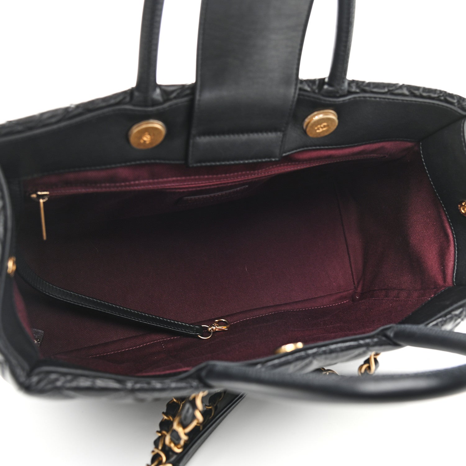 Chanel Aged Calfskin Quilted Coco Handle Shopping Tote Black 5 of 9