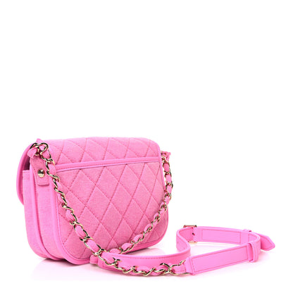 Chanel Denim Quilted Small Messenger Flap Neon Pink 3 of 10
