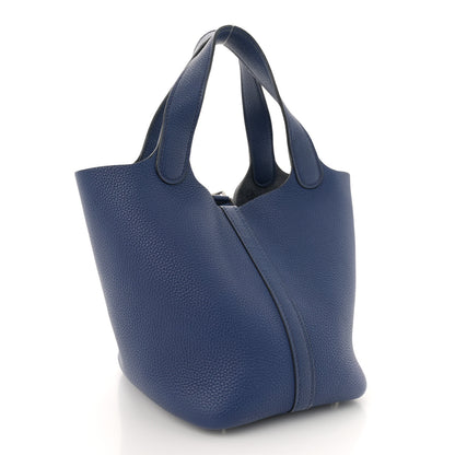 Hermes Taurillon Clemence Picotin Lock 18 PM Bleu Saphir 3 of 12