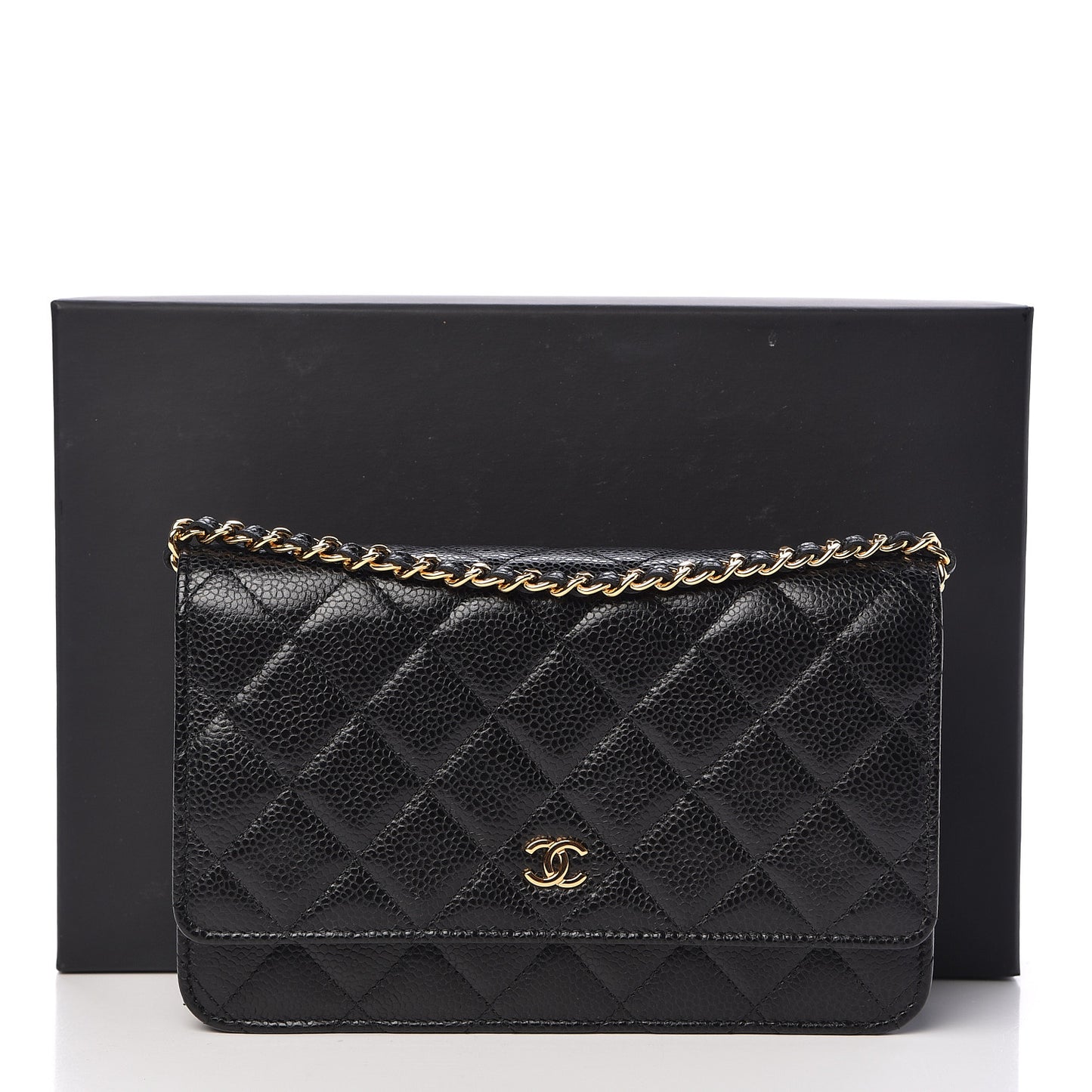 Caviar Quilted Wallet On Chain WOC Black