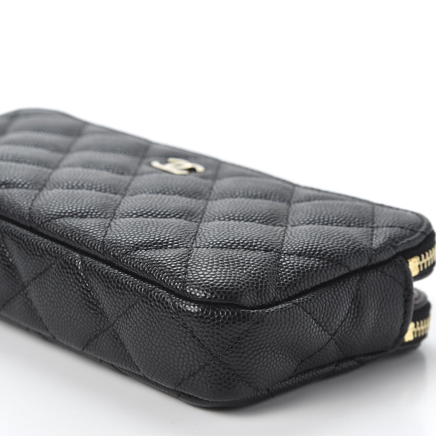 Caviar Quilted Small Clutch With Chain Black