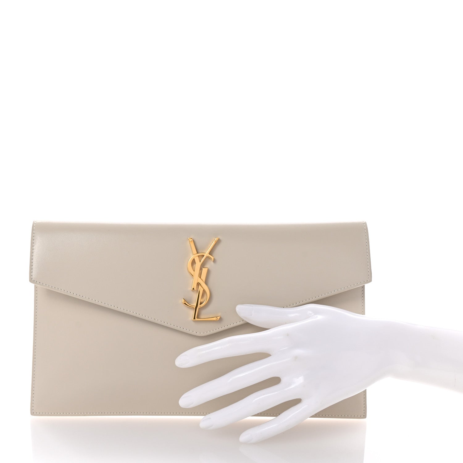 Saint Laurent Smooth Shiny Calfskin Uptown Pouch Crema Soft 2 of 7