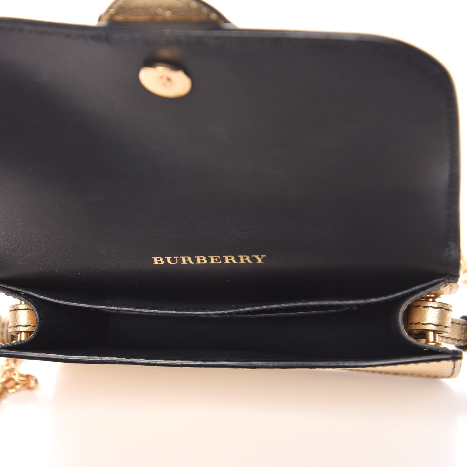 Burberry Metallic Soft Grain Calfskin Mini Phone Buckle Bag Gold 5 of 11