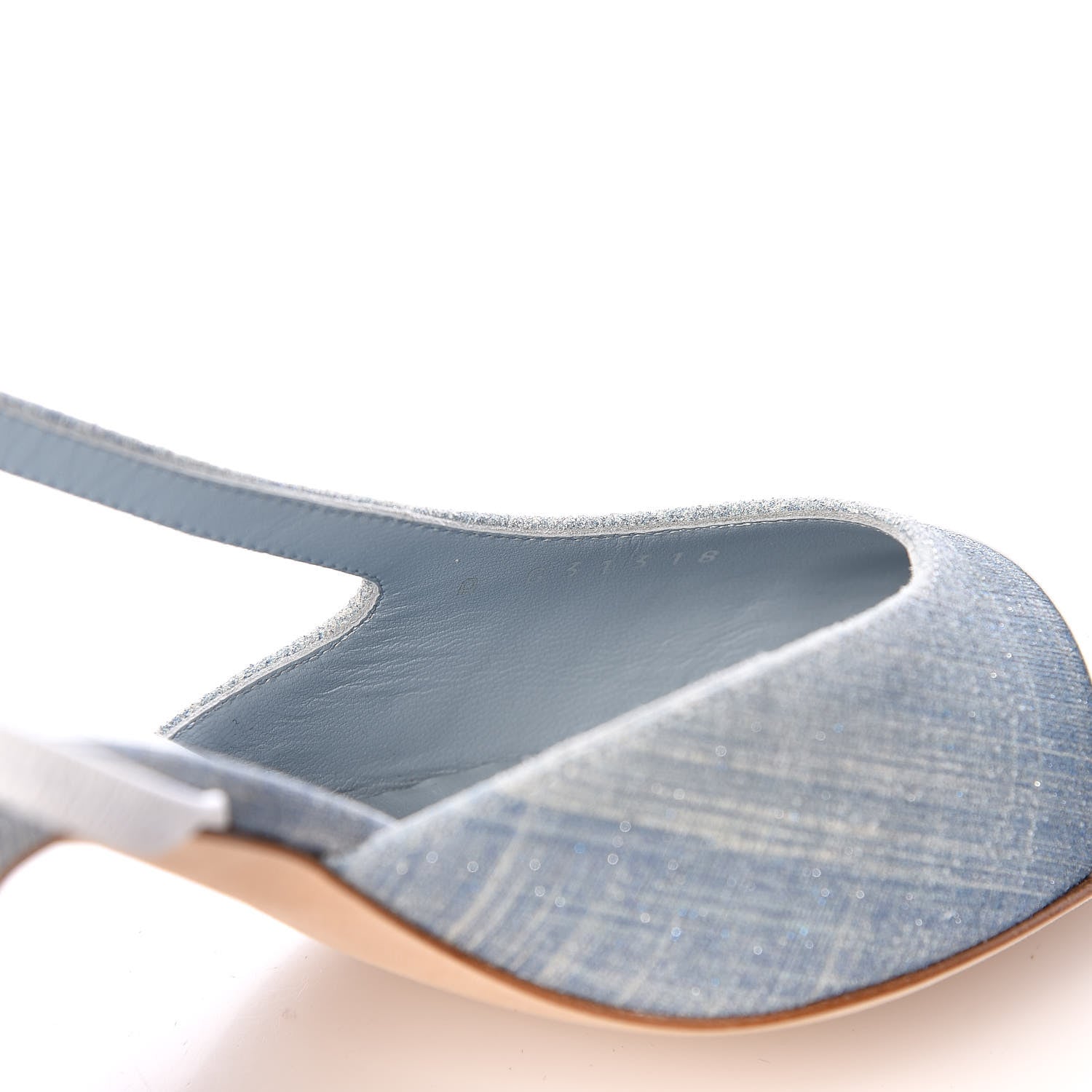 Chanel Denim Lambskin Cap Toe CC Slingback Pumps 35.5 Light Blue White 8 of 9