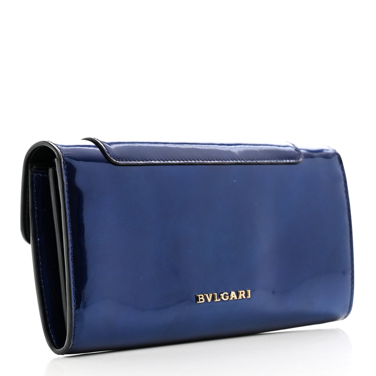 Metallic Calfskin Serpenti Forever Wallet Blue