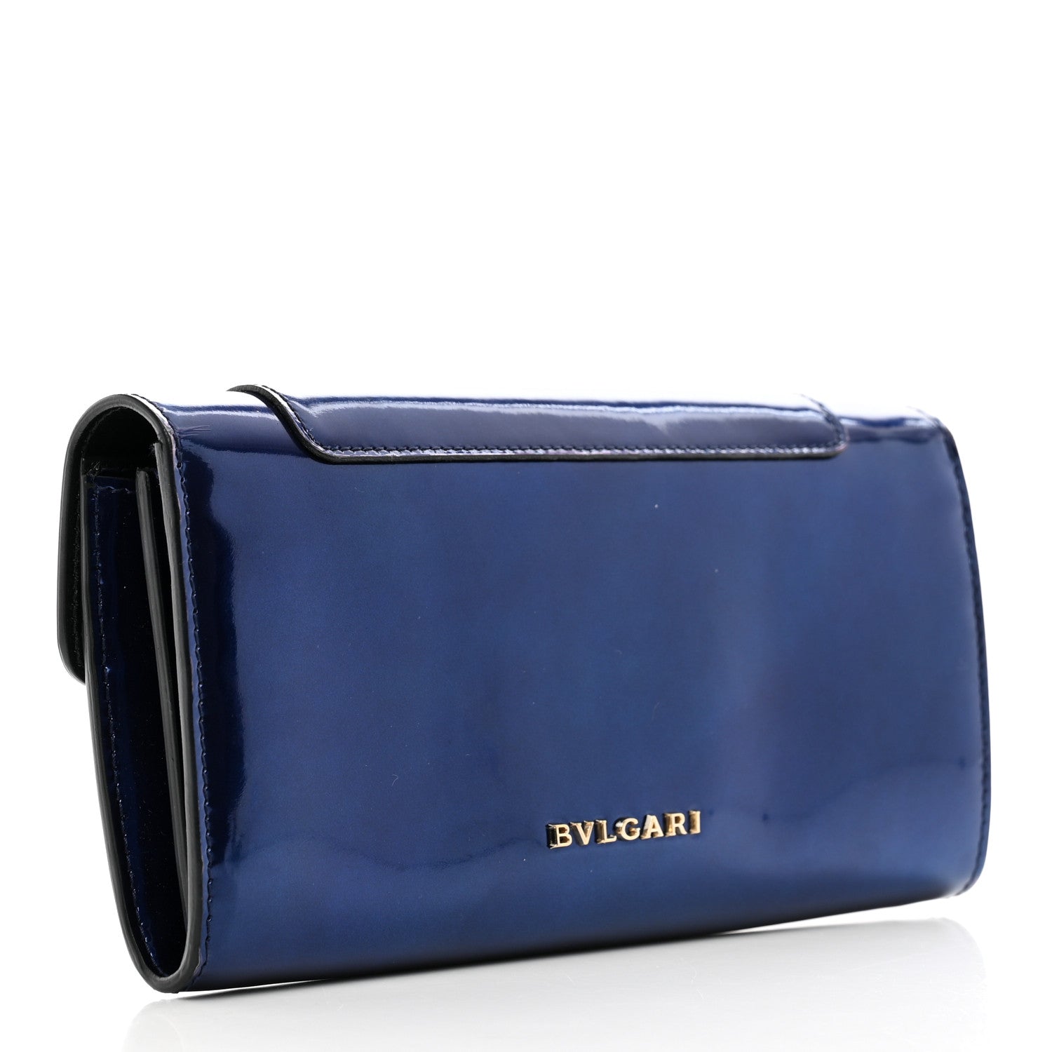 Bulgari Metallic Calfskin Serpenti Forever Wallet Blue 3 of 8