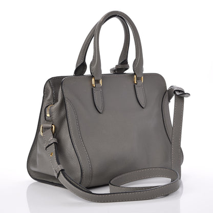 Alexander McQueen Pebbled Calfskin Small Skull Padlock Zip Around Tote Dark Grey 3 of 7